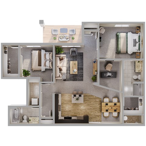 Two Bed - Two Bath 1,219 SF Burnet Floor Plan at Tamarin Ridge in Lincoln, NE