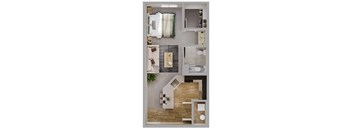 Studio - One Bath 558 SF Doria Floor Plan at Tamarin Ridge in Lincoln, NE