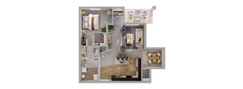 One Bed - One Bath 965 SF Gracy Floor Plan at Tamarin Ridge in Lincoln, NE