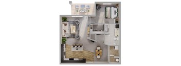 One Bed - One Bath 909 SF Payne Floor Plan at Tamarin Ridge in Lincoln, NE