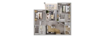 Two Bed Two Bath 1,050 SF Sawyer Floor Plan at Tamarin Ridge in Lincoln, NE
