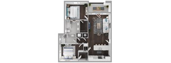 Two Bed Two Bath 1,020 SF Calhoun Floor Plan at The Benton in Pea Ridge, AR