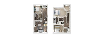 Two bedroom floor plan at The Grove in Rogers, AR