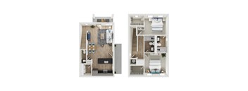 Two bedroom floor plan at The Grove in Rogers, AR