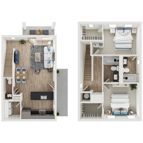 Two bedroom floor plan at The Grove in Rogers, AR