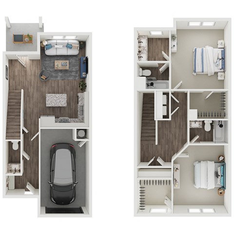 Two bedroom floor plan at The Grove in Rogers, AR