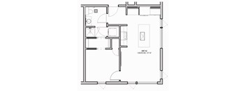 517 SF One Bed One Bath Floor Plan at The Howard East Central in Bentonville, AR