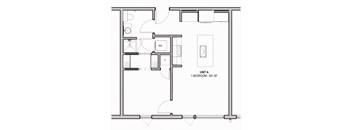 541 SF One Bed One Bath Floor Plan at The Howard East Central in Bentonville, AR