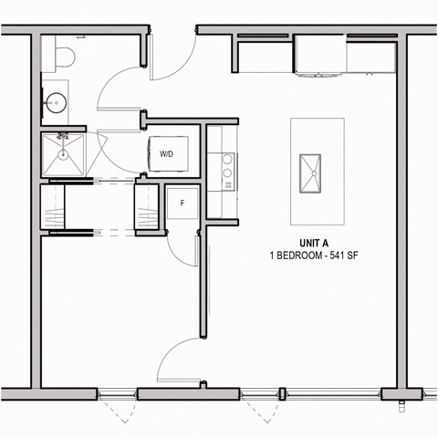 541 SF One Bed One Bath Floor Plan at The Howard East Central in Bentonville, AR
