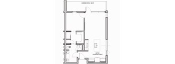 636 SF One Bed One Bath Floor Plan at The Howard East Central in Bentonville, AR