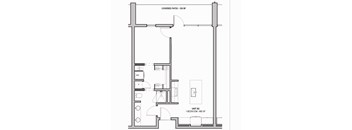 665 SF One Bed One Bath Floor Plan at The Howard East Central in Bentonville, AR