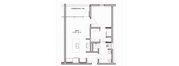 607 SF One Bed One Bath Floor Plan at The Howard East Central in Bentonville, AR
