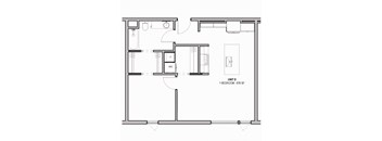 676 SF One Bed One Bath Floor Plan at The Howard East Central in Bentonville, AR