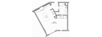 537 SF studio one bed Floor Plan at The Howard East Central in Bentonville, AR