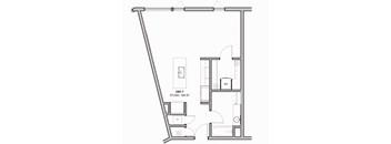 565 SF studio one bed Floor Plan at The Howard East Central in Bentonville, AR