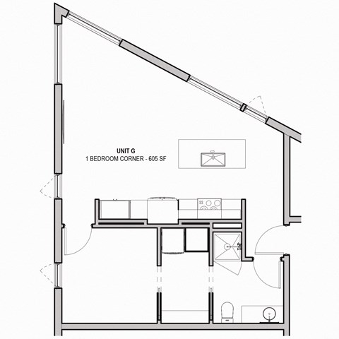 605 SF One Bed One Bath Floor Plan at The Howard East Central in Bentonville, AR