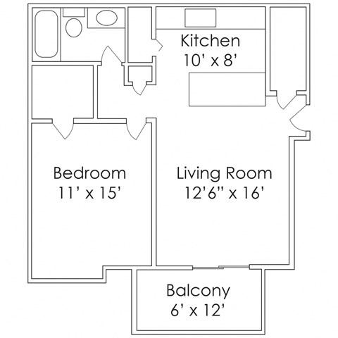 690 SF One Bedroom Floor Plan at Thomasbrook apartments in Lincoln, NE