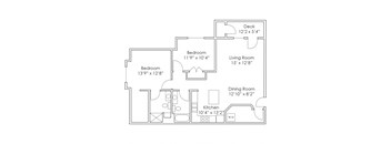 875 SF Two Bedroom Floor Plan at Thomasbrook apartments in Lincoln, NE