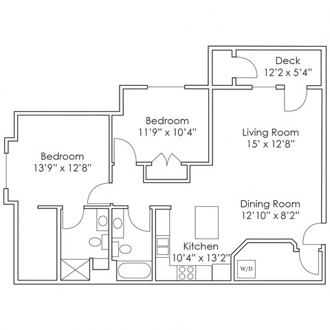 875 SF Two Bedroom Floor Plan at Thomasbrook apartments in Lincoln, NE