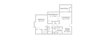 875 SF Two Bedroom Floor Plan at Thomasbrook apartments in Lincoln, NE