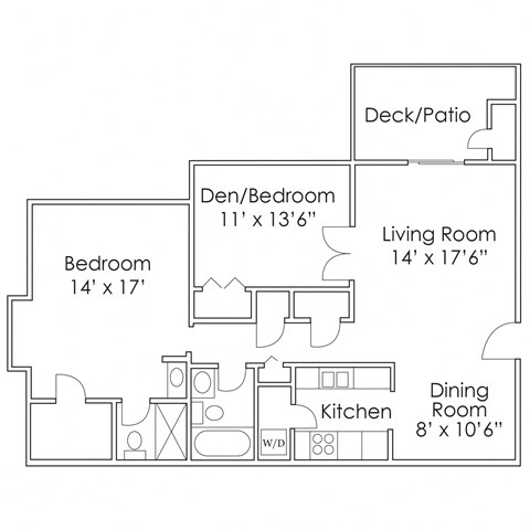 875 SF Two Bedroom Floor Plan at Thomasbrook apartments in Lincoln, NE