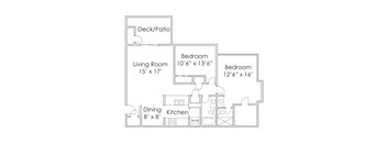 875 SF Two Bedroom Floor Plan at Thomasbrook apartments in Lincoln, NE