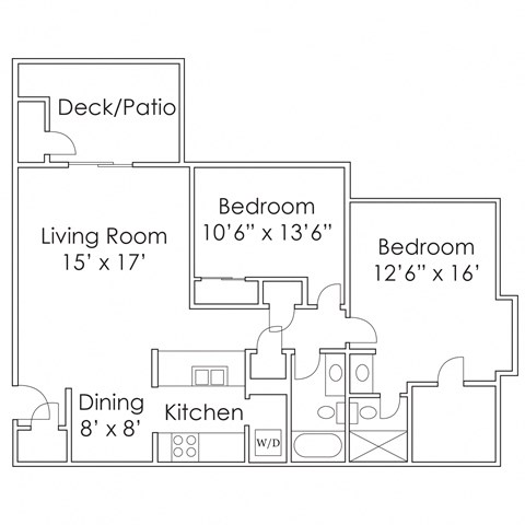 875 SF Two Bedroom Floor Plan at Thomasbrook apartments in Lincoln, NE