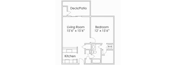 775 SF One Bedroom Floor Plan at Thomasbrook apartments in Lincoln, NE