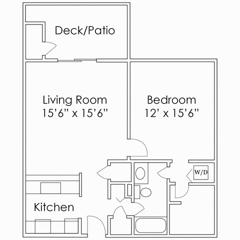 775 SF One Bedroom Floor Plan at Thomasbrook apartments in Lincoln, NE