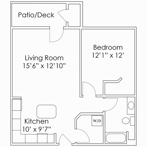 831 SF One Bedroom Floor Plan at Thomasbrook apartments in Lincoln, NE