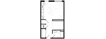 A floor plan of a house with a garage and a living room.