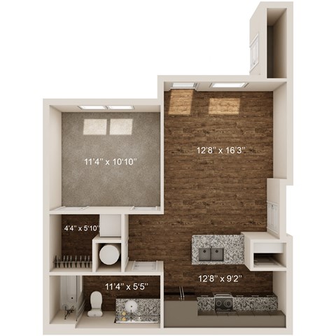 bedroom floor plan an in 1 bed 1 bath, opens a dialog