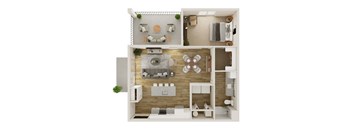 937 SF One Bedroom floor plan at The Trails at North Streams in West Omaha, NE