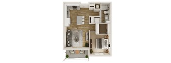 69 SF One Bedroom Floor Plan at The Trails at North Streams in West Omaha, NE