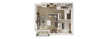 934 SF One Bedroom with Den Floor Plan at The Trails at North Streams in West Omaha, NE