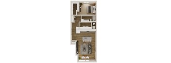 927 SF One Bedroom floor plan at The Trails at North Streams in West Omaha, NE