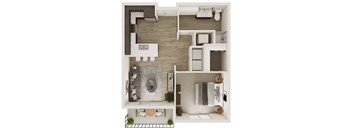 710 SF One Bedroom Floor Plan at The Trails at North Streams in West Omaha, NE
