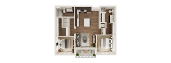 994 SF Two Bedroom Floor Plan at The Trails at North Streams in West Omaha, NE