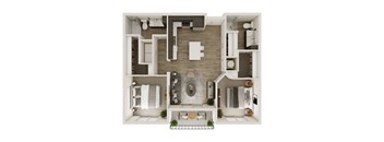 994 SF Two Bedroom Floor Plan at The Trails at North Streams in West Omaha, NE