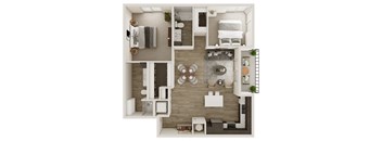 1112 SF Two Bedroom Floor Plan at The Trails at North Streams in West Omaha, NE