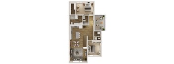 1,365 SF Two Bedroom Floor Plan at The Trails at North Streams in West Omaha, NE