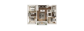 1,206 SF Three Bedroom Floor Plan at The Trails at North Streams in West Omaha, NE