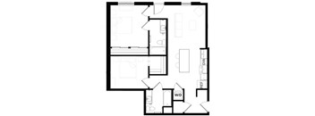 A black and white floor plan of a house with labeled rooms.