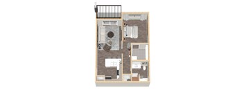 709 SF Studio Floor Plan at VUE19 in Bellevue, NE