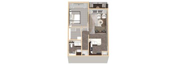 720 SF One-Bedroom Floor Plan at VUE19 in Bellevue, NE