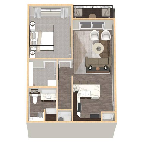 720 SF One-Bedroom Floor Plan at VUE19 in Bellevue, NE