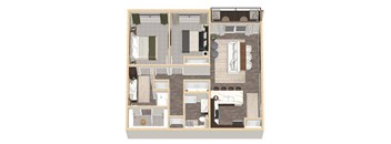1,081 SF Two-Bed, Two-Bath Floor Plan at VUE19 Apartments in Bellevue, NE