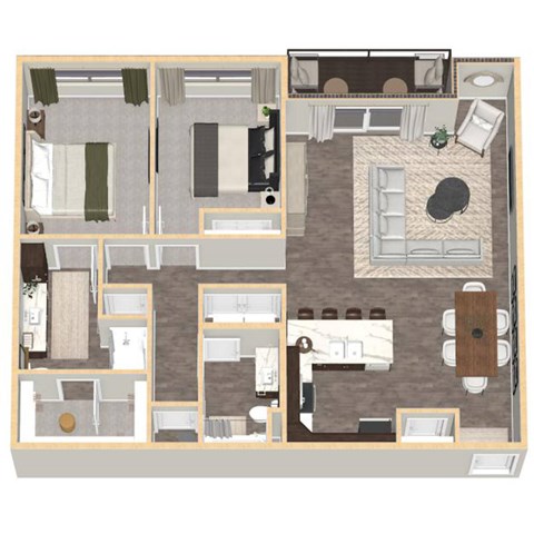 1,244 SF Two-Bedroom at VUE19 in Bellevue, NE