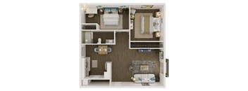 790 SF Two Bed One Bath The Wedington Floor Plan at Vineyards on Garland in Fayetteville, AR
