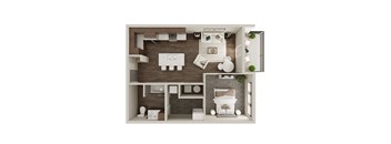 One Bed / One Bath 690 SF Floor Plan at The Westline at Flanagan Lake in Omaha, NE
